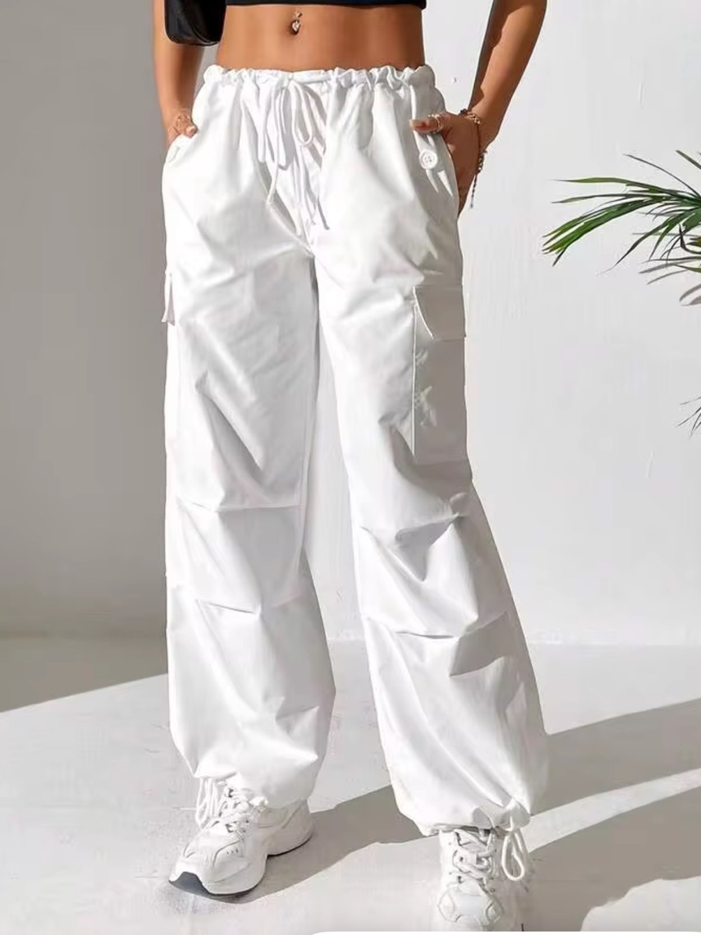 SHEIN Drawstring Cargo Parachute Pants